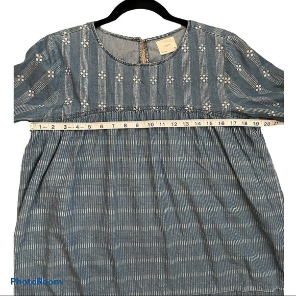 HARPER Chambray Bell Sleeve Babydoll Top | M - Picture 4 of 9
